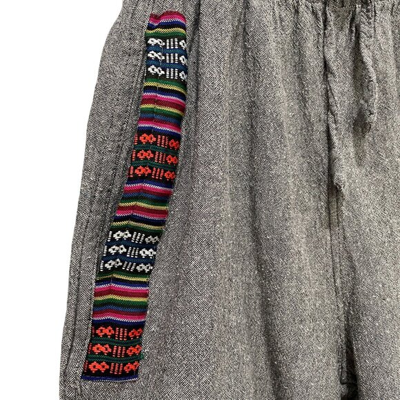 Nepal Womens Cotton Shorts Boho Festival Ethnic Trim Gray Summer Handmade L - Picture 6 of 10